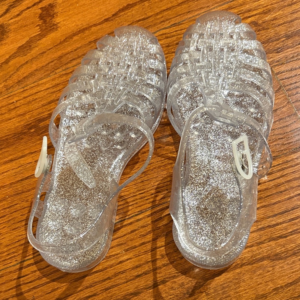 Sparkly Silver Kids Jelly Shoes